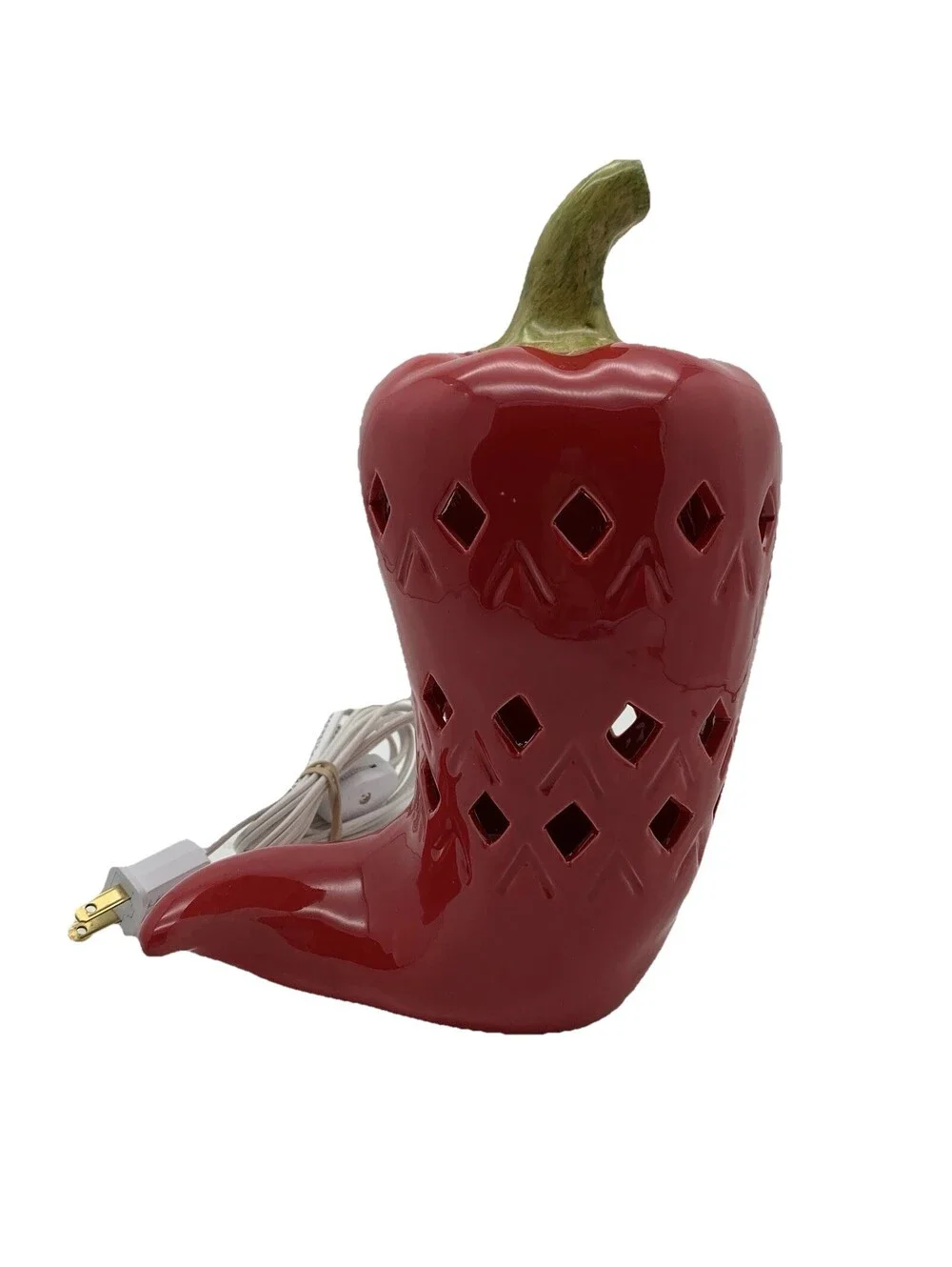 Unbranded Ceramic Red Chili Pepper Porcelain Lantern Lamp Works 9”